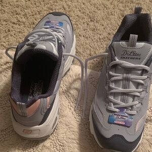 Skechers D'Lites Gray and Pink Athletic Shoes